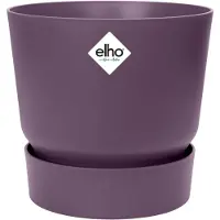 Elho Greenville Rond 20 - Bloempot voor Buiten met Waterreservoir - 100% Gerecycled Plastic - Ø 19.5 x H 18.4 cm - Vintage pruim