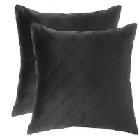 Ferocity - Set fluwelen kussens - 2 kussens met hoes - bankkussen voor de woonkamer, slaapkamer - 45 x 45 cm - Velvet - Gequilt zwart