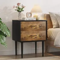 STILVORA Nachtkastje 51x38x66 cm – Retro Bijzettafel Met 2 Lades – Compacte Opbergruimte – Voor Slaapkamer Woonkamer Kantoor – MDF – Zonder Matras – Antiekbruin