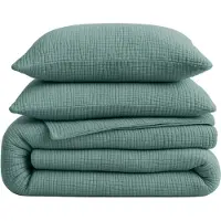 Sleeptime Dekbed en Overtrek in 1 - Mousseline Groen – 200 x 200 cm