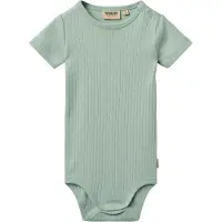 Wheat romper rib structuur lichtgroen Jongens Katoen Ronde hals Effen - maat 62