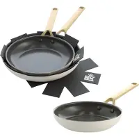 BK Sublime Cream White Pannenset 4-delig - 24/28cm - PFAS-vrije antikleeflaag - Wokpan inductie - Keramische pan - Ovenbestendig tot 220°C - Crèmewit