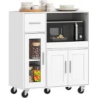 HOMCOM Microwave Cabinet-Spaanplaat, MDF-80L x 40B x 88,7H cm-Wit