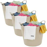Excellent houseware flexibele wasmand - 3x - beige - 27 liter - kunststof - 42 x 40 x 35 cm