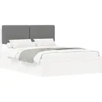 vidaXL Bedframe met Gevoerde Hoofdbord Taupe 200 x 200 cm