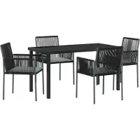 vidaXL Tuin Eettafel Set 5 st Zwart PE Riet
