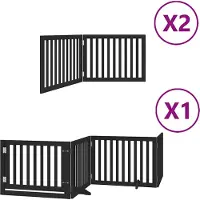 vidaXL Hondenhek inklapbaar 8 panelen 640 cm populierenhout zwart