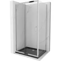 Mexen Apia douchecabine schuifbaar 130 x 70 , transparant, chroom + Flat douchebak, zwart - 840-130-070-01-00-4070
