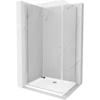 Mexen Lima inklapbare douchecabine 120 x 90 , transparant, chroom + Flat douchebak - 856-120-090-01-00-4010