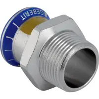 Geberit Mapress, roestvrij staal, voor gas, overgangsstuk, diameter 28 mm, aansluiting R3/4, 1 stuk.