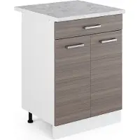 Vicco R-Line Keukenonderkast – 60 cm met lade met marmeren werkblad Edel grijs