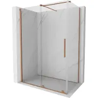 Mexen Velar schuifdouchecabine 130 x 70 , transparant, geborsteld koper - 871-130-070-01-65