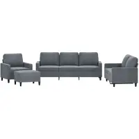 vidaXL 4-delige Loungeset met kussens fluweel donkergrijs
