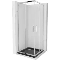 Mexen Rio vierkante douchecabine 90 x 90 , transparant, chroom + Flat douchebak, zwart - 860-090-090-01-00-4070