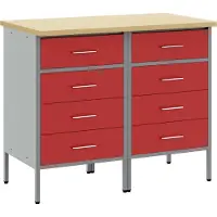 vidaXL Werkbank met lades, 2 stuks, rood en grijs, 100 x 55 x 85 cm