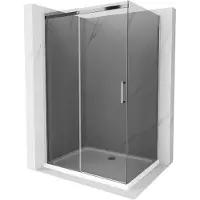 Mexen Omega douchecabine schuifdeur 100 x 90 , grafiet, chroom + Flat douchebak, wit - 825-100-090-01-40-4010