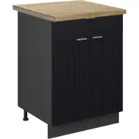 Vicco Fame-Line Keukenonderkast – 60 cm met lade, WB Eik Zwart gestreept