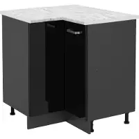 Vicco Hoekkast R-Line Zwart hoogglans 75.6 cm WB Marmer, Model 46821