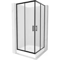 Mexen Rio vierkante douchecabine 90 x 90 , matglas, zwart + Rio douchebak, wit - 860-090-090-70-30-4510