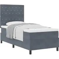 vidaXL Boxspring bed met matras Donkergrijs 90 x 200 cm Fluweel