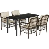 vidaXL 5-delige Tuinset met kussens poly rattan bruin
