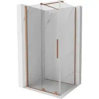 Mexen Velar schuifdouchecabine 100 x 90 , transparant, geborsteld koper - 871-100-090-01-65