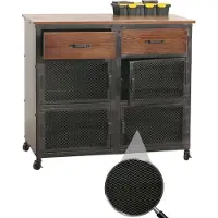 Mendler Werkswagen HWC-N28, transportwagen, wagen met 2 lades, 3D-structuur van metaal en hout, 90x100x40 cm zwart, bruin