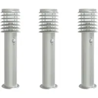vidaXL Buitenvloerlampen 3 st met sensors 60 cm roestvrijstaal zilver