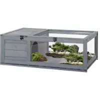PawHut Schildpaddenverblijf Dennenhout 91L x 60,5B x 32H cm Grijs