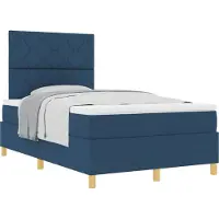 vidaXL Boxspring bed met hoofdeinde Blauw 120 x 200 cm Stof