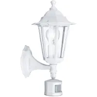Eglo Buitenwandlamp Laterna 5, wit, hoogte 36 cm, metaal, sensor 5, wit / opaal, Aluminium, Antiek, Wandlamp buiten