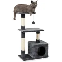 Lionto Grijze Dibea krabpaal met nestje en zitplateau en balletje voor katten Arbre à chat