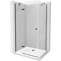 Mexen Roma draaibare douchecabine 90 x 70 , transparant, zwart + Flat douchebak, wit - 854-090-070-70-00-4010B