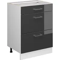 Vicco Keukenonderkast R-Line Antraciet Hoogglans 60 cm met laden, zonder werkblad, Model 37718