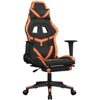 vidaXL Gaming stoel met voetsteun, zwart en oranje, kunstleer