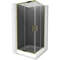 Mexen Rio vierkante douchecabine 90 x 90 , grafiet, goud + Rio douchebak, wit - 860-090-090-50-40-4510