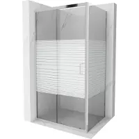 Mexen Apia schuifbare douchecabine 130 x 100 cm, witte strepen, chroom - 840-130-100-01-20