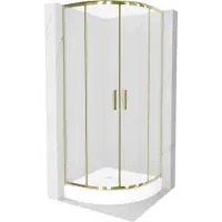 Mexen Rio douchecabine halfrond 70 x 70 , matglas, goud + Rio douchebak, wit - 863-070-070-50-30-4710