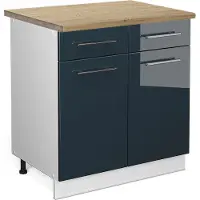Vicco Fame-Line Keukenkasten – 80 cm, WB Eik Donkerblauw hoogglans