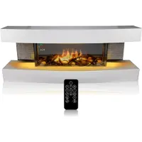 Classic Fire Elektrische Sfeerverwarming - 2000W - LED Vlammen - Wit - 120x31x46 cm