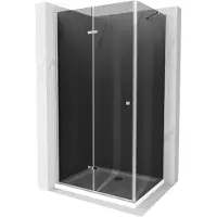 Mexen Lima opvouwbare douchecabine 80 x 110 , grafiet, chroom + Flat douchebak, wit - 856-080-110-01-40-4010