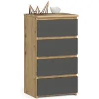 Akord Kommode CL4 met 4 Lades / Furniture Factory / Artisan Eik - Grafietgrijs / 40x74x35 cm