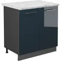 Vicco Fame-Line Aanrechtblok – 80 cm met legplank, WB Marmer Donkerblauw hoogglans