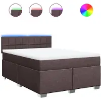 vidaXL Boxspring met matras stof donkerbruin 140x190 cm