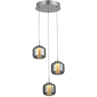 Brilliant Rafa LED hanglamp, 3-rings model, rond, chroom/gerookt glas