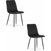 Leobert Chaise - - Lava - Fluweel, zwart - 43 x 51 x 90 cm - Set van 2