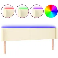 vidaXL Hoofdbord LED 203x16x78/88 cm kunstleer crèmekleurig