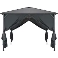 vidaXL Prieel met gordijn 3x3 m aluminium zwart