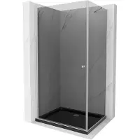 Mexen Pretoria draaideur douchecabine 100 x 120 , grafiet, chroom + Flat douchebak, zwart - 852-100-120-01-40-4070