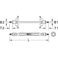 Ks Tools 517.0316 5170316 Dubbele scharniersleutel Uitvoering Buiten-T-profiel 225 mm 1 stuk(s)